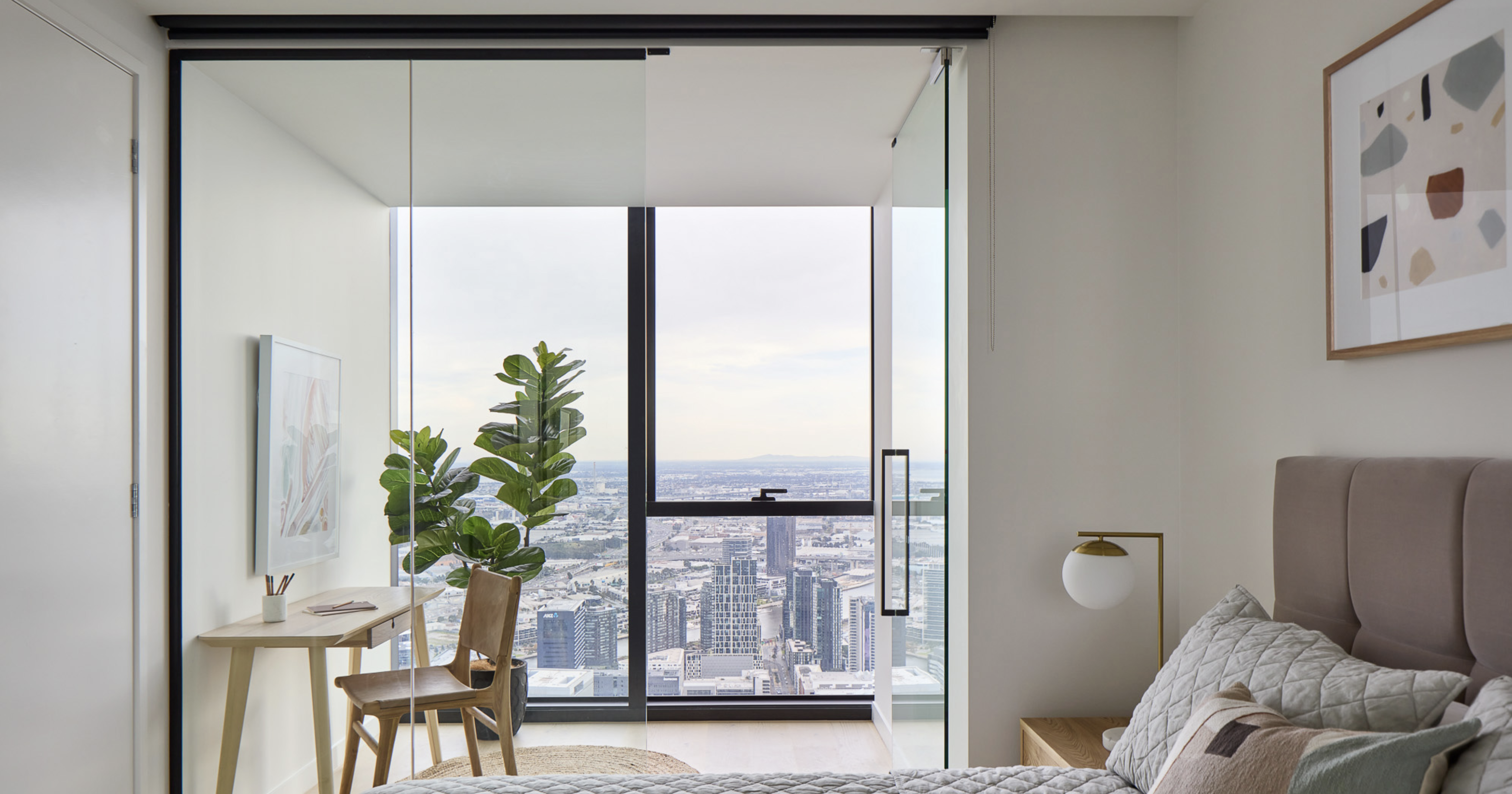 Premier Tower's living room with view.