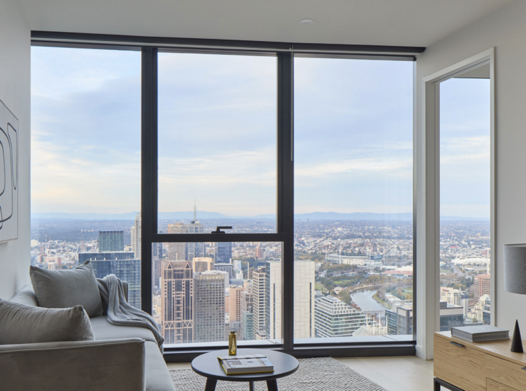 Premier Tower's living room with view.