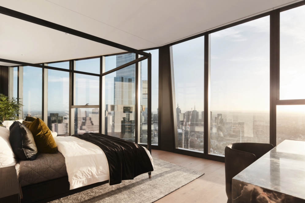 Melbourne Square's master bedroom design.