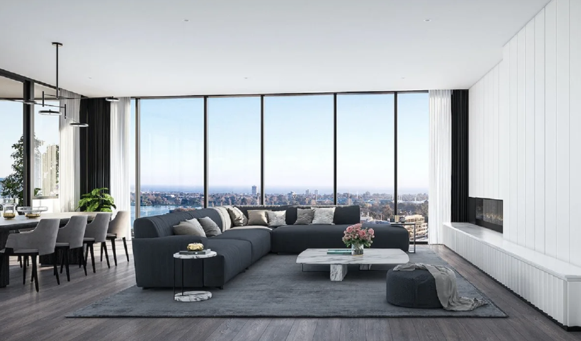 Oasis Residences, living room view.