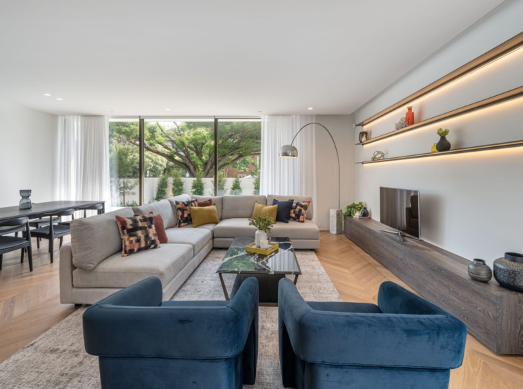 Living room of 2A Berkeley Street, Hawthorn in Victoria.