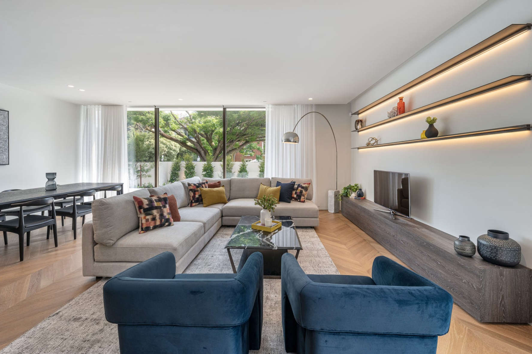 Living room of 2A Berkeley Street, Hawthorn in Victoria.